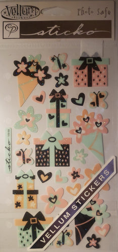 Sticko -  flat sticker sheet - vellum precious presents glitter