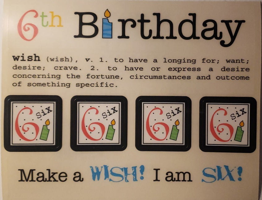 Srm press  - say it with stickers sheet - 6th birthday party