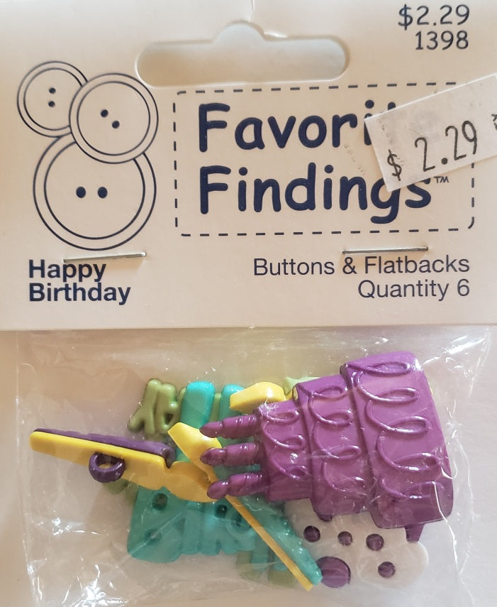 Favorite findings -  buttons and flatback - happy birthday