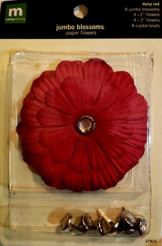 Making Memories  -  Jumbo blossoms and brads - Fabric flower Daisy red