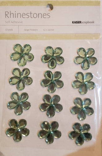 Kaisercraft kaiserscrapbook - rhinestone flower embellishments mint