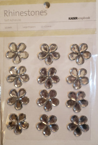 Kaisercraft kaiserscrapbook - rhinestone flower embellishments silver