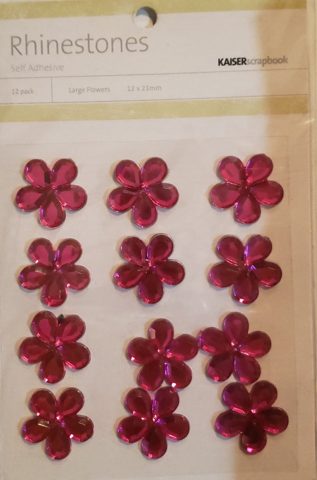 Kaisercraft kaiserscrapbook - rhinestone flower embellishments hot pink