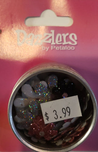 Petaloo - Dazzlers chipboard flowers - florettes - pink grey white and black
