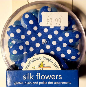 Doodlebug inc  - silk Fabric flower glitter plain and polka-dot assortment