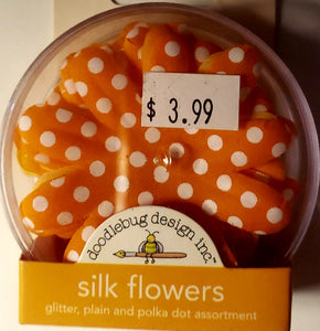 Doodlebug inc  - silk Fabric flower glitter plain and polka-dot assortment