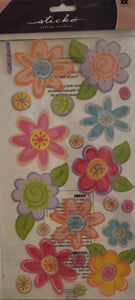 Sticko - x large  flat sticker sheet - lg fabulous flowers