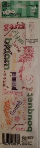 Royal langnickle -  rub ons - garden words glitter