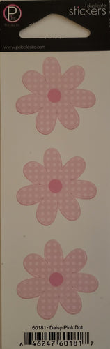 Pebbles inc -  cardstock sticker sheet duplicates - pink polkadot daisy with pink center