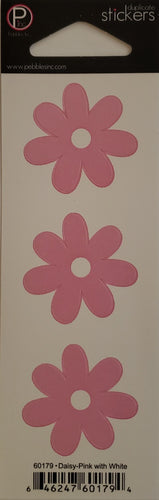 Pebbles inc -  cardstock sticker sheet duplicates - pink daisy with white center