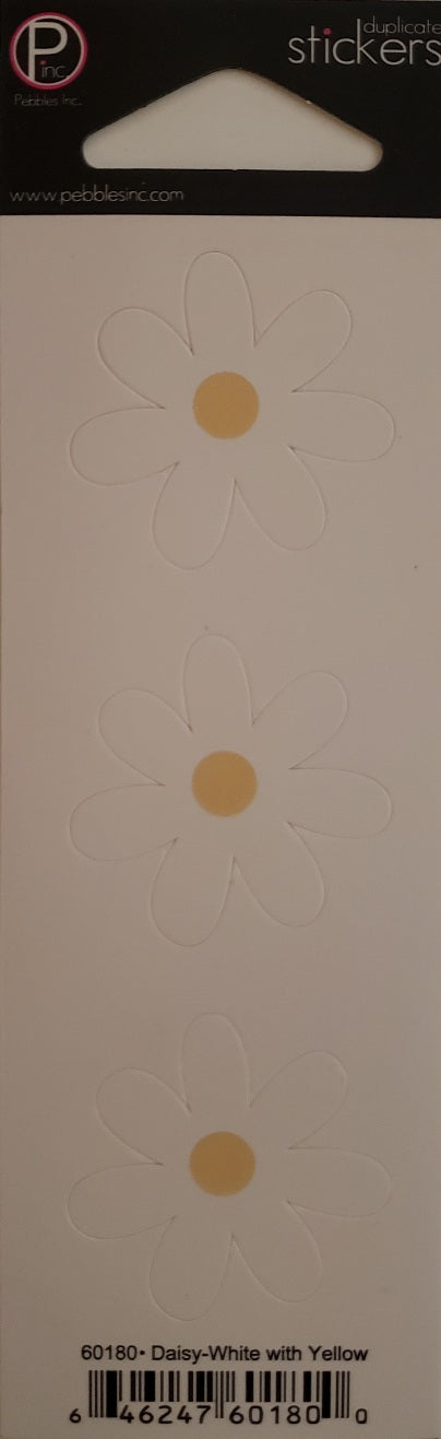Pebbles inc -  cardstock sticker sheet duplicates - white daisy with yellow center