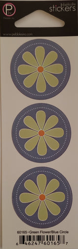 Pebbles inc -  cardstock sticker sheet duplicates - green flower in blue circle