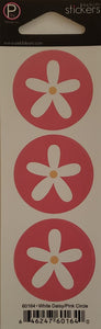 Pebbles inc -  cardstock sticker sheet duplicates - white daisy in pink circle