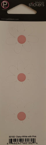 Pebbles inc -  cardstock sticker sheet duplicates - daisy white with pink center