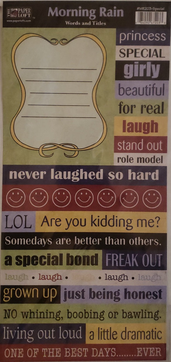 The Paper Loft  - cut out sheet - special words and titles