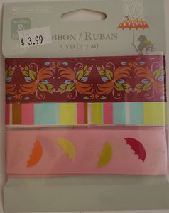 Autumn leaves -  ribbon - wellies and brellas