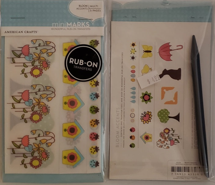 AC - American crafts - mini Marks rub ons set - bloom accents