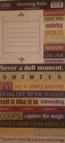 The Paper Loft  - cut out sheet - morning rain quirky words and titles