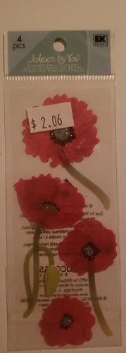 Jolee's by you Boutique Dimensional Sticker - mini red poppies -  small pack