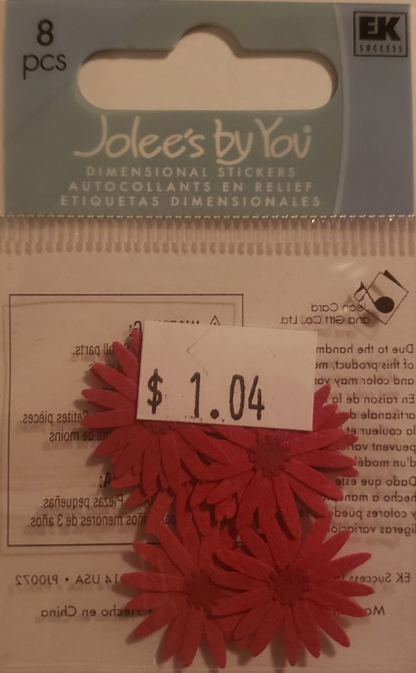 Jolee's by you Boutique Dimensional Sticker - red gerbera daisy flower - x small pack