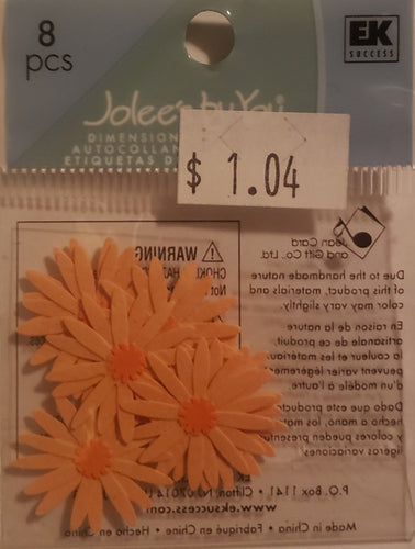 Jolee's by you Boutique Dimensional Sticker - orange gerbera daisy flower - x small pack
