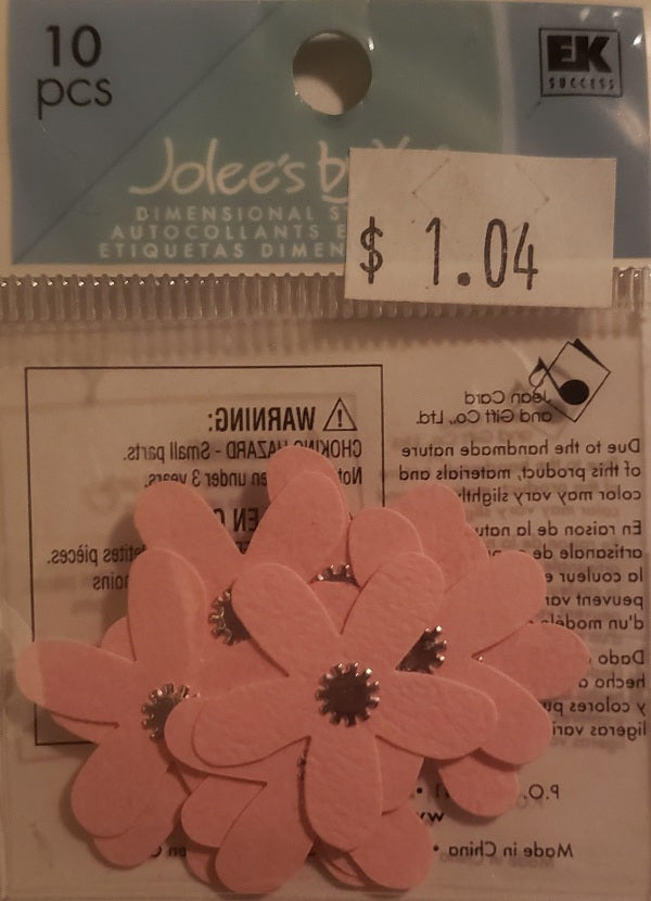Jolee's by you Boutique Dimensional Sticker - pink vinca flower - x small pack