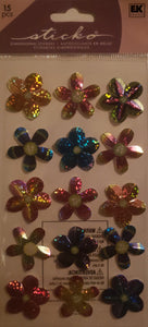 Sticko -  dimensional sticker sheet - faceted Hawaiian flowers