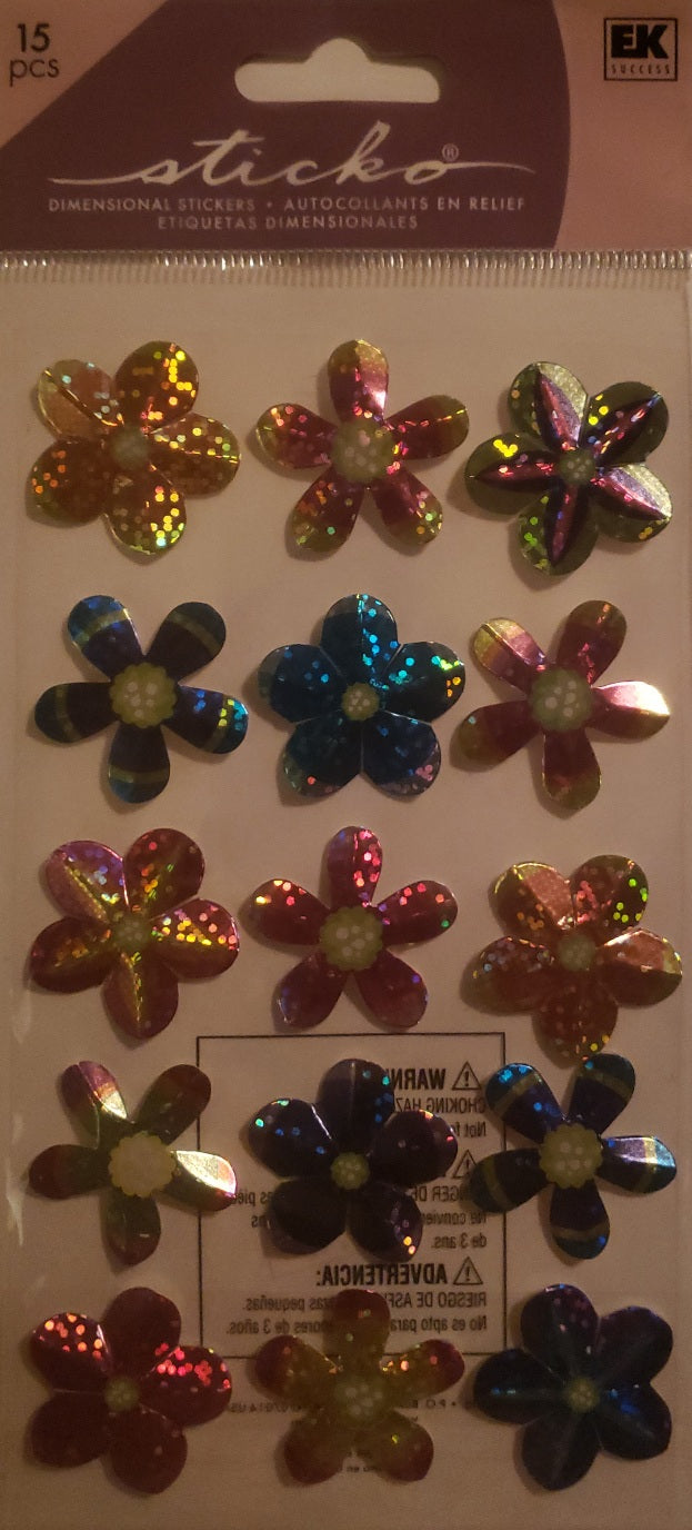 Sticko -  dimensional sticker sheet - faceted Hawaiian flowers