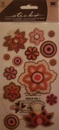 Sticko -  dimensional sticker sheet - vintage flowers