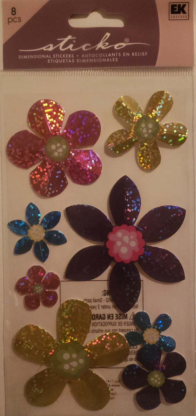 Sticko -  dimensional sticker sheet - faceted flowers