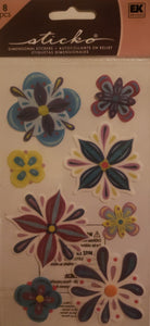 Sticko -  dimensional sticker sheet - vellum fantasy flowers
