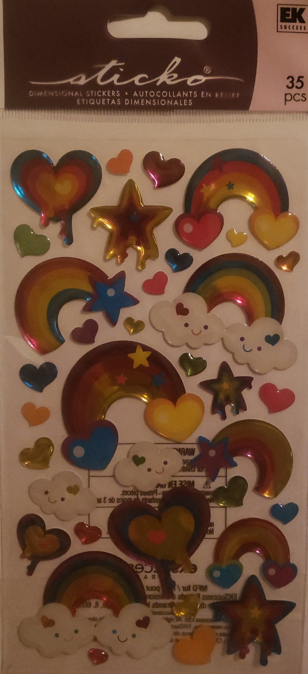 Sticko -  epoxy dimensional sticker sheet - dripping with color rainbows