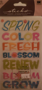 Sticko -  epoxy dimensional sticker sheet - bloom words