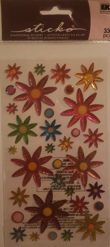Sticko -  epoxy dimensional sticker sheet - colorful daisies