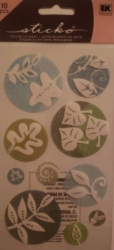 Sticko -  dimensional sticker sheet - leaf glitter seals