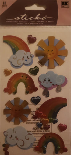 Sticko -  dimensional sticker sheet - kawaii rainbows