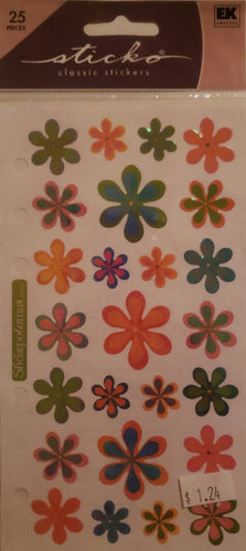 Sticko flat sticker sheet - funky flowers
