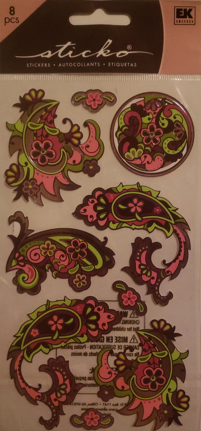 Sticko flat sticker sheet - dragon paisley