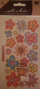 Sticko flat sticker sheet - vellum flowers foil
