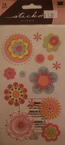 Sticko flat sticker sheet - romany flowers foil