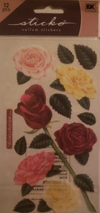 Sticko flat sticker sheet - vellum roses flower