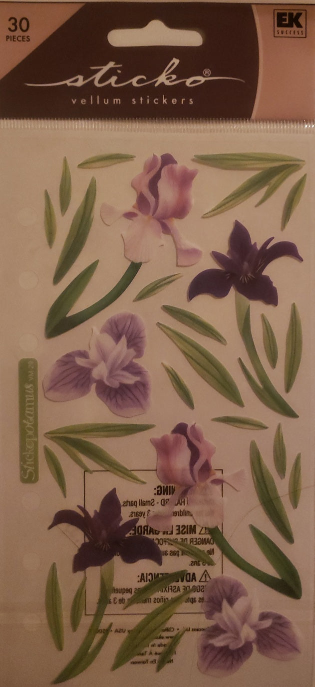 Sticko flat sticker sheet - vellum irises flower