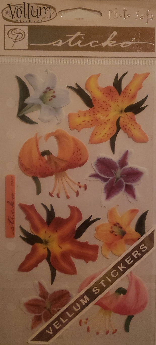 Sticko flat sticker sheet - vellum lilies flower