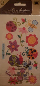 Sticko flat sticker sheet - bugs and flowers