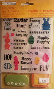 Tpc studios -  dimensional sticker and rubons sheet - sunny bunny and phrases