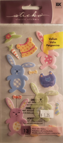 Sticko -  flat sticker sheet - spring bunnies