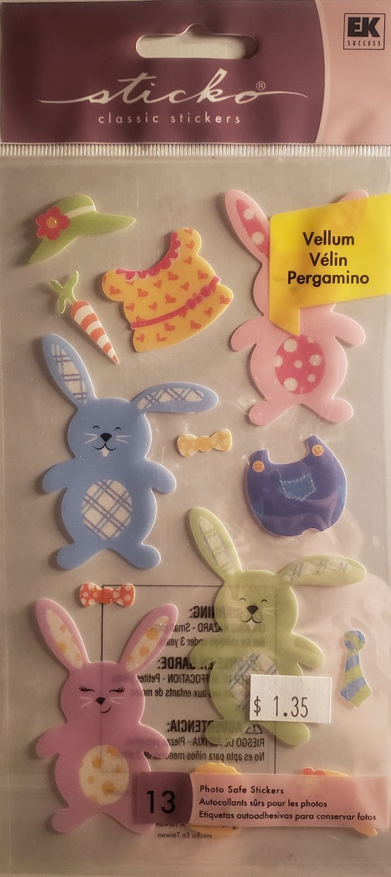 Sticko -  flat sticker sheet - spring bunnies