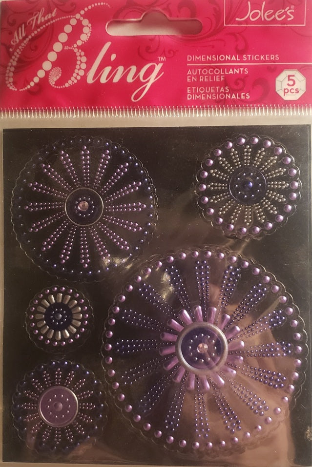 Jolee's Boutique Dimensional Sticker -  all that bling purple dot flower