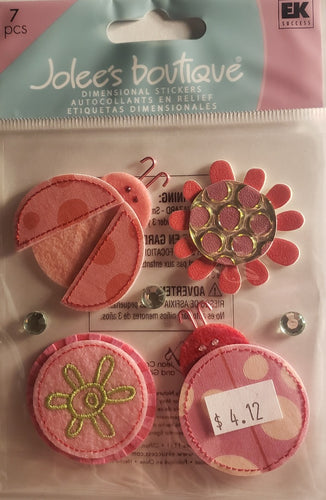 Jolee's Boutique Dimensional Sticker -  ladybugs and  flowers