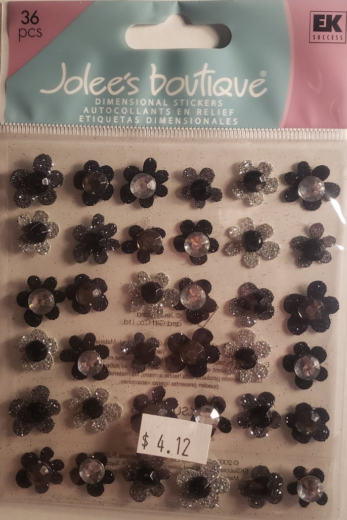 Jolee's Boutique Dimensional Sticker -  black flower gems